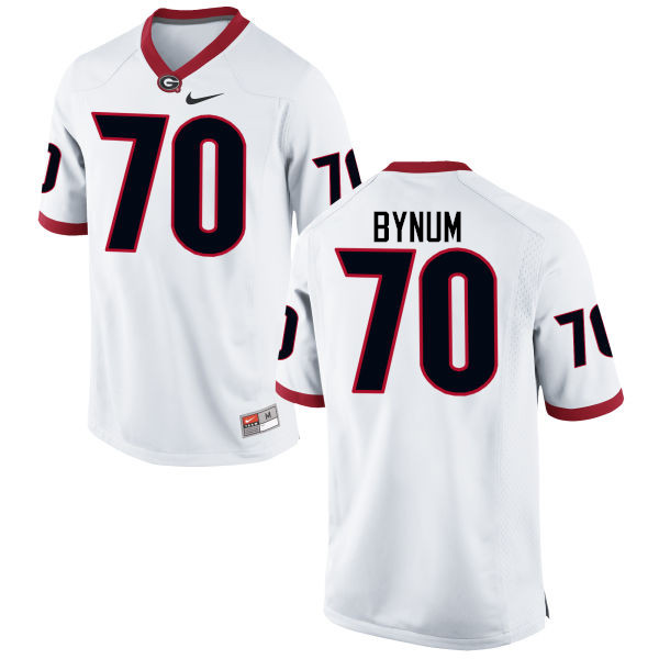 Men Georgia Bulldogs #70 Aulden Bynum College Football Jerseys-White - Click Image to Close